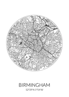 Birmingham City Map White