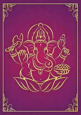 Ganesh Hindu Purple Yellow