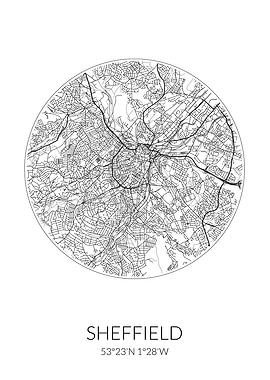 Sheffield City Map White