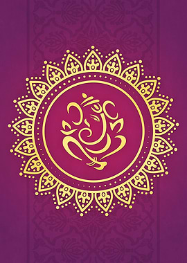 Hindu Ganesh Purple Yellow