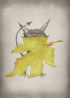 Little Devil with a Leaf