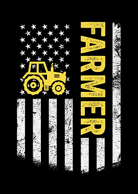 USA Flag Tractor American