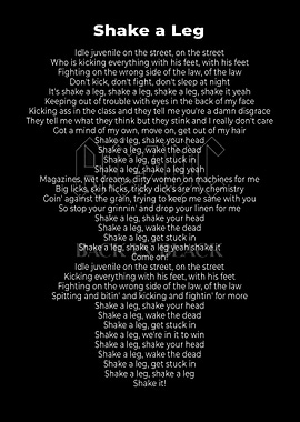 Lyric Back in Black poster