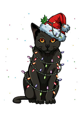 Black Cat Christmas Xmas
