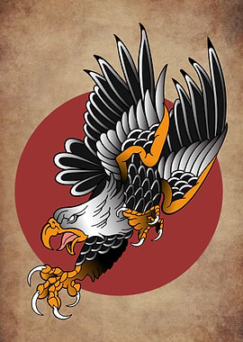 eagle tattoo flash red