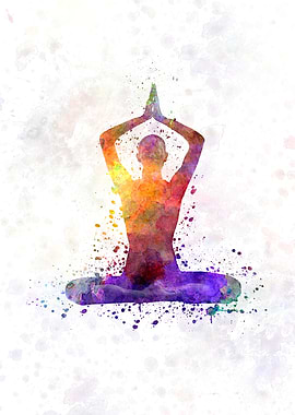 Young man practices yoga