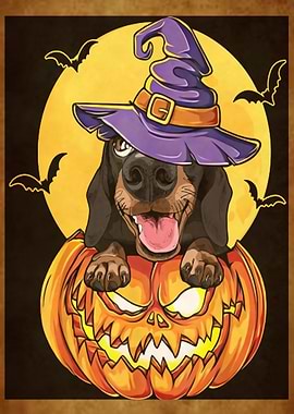 Dachshund Witch Pumpkin