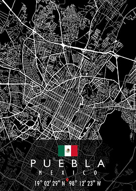 PUEBLA MAP MEXICO