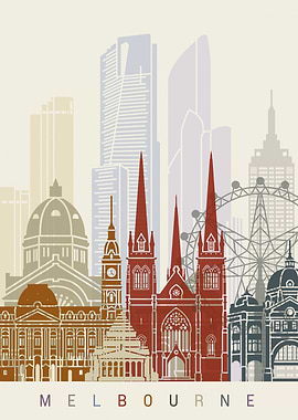 Melbourne skyline poster