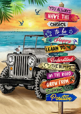 Summer Beach Grey Jeep