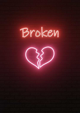 broken heart neon