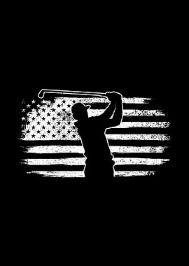 Golfing Golf American Flag