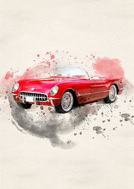Retro Red Car painted
