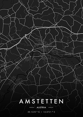 Amstetten City Map Dark