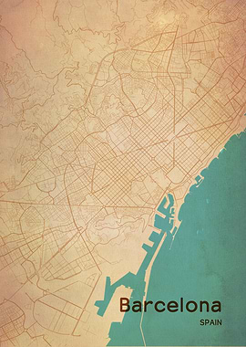 Barcelona City Map Spain