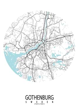 Gothenburg City Map Circle