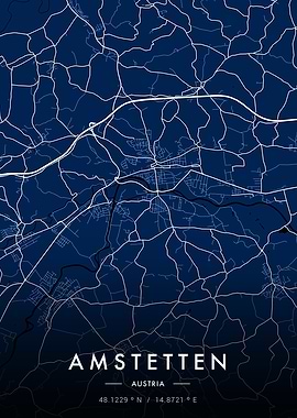 Amstetten City Map Blue