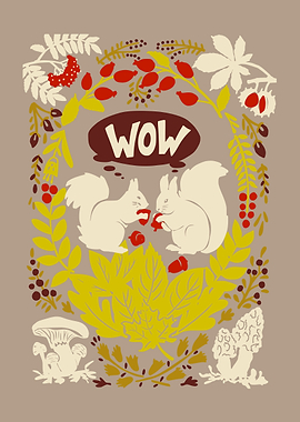 Folk Art WOW squirrels