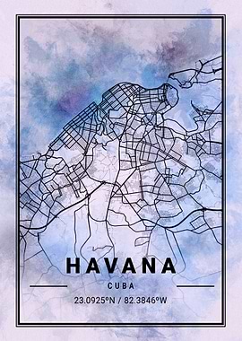 Havana City Map Cuba