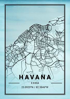 Havana City Map Cuba