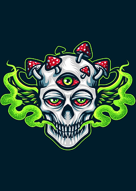 Mushroom skull head smoke