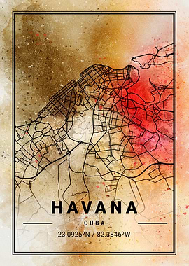Havana City Map Cuba