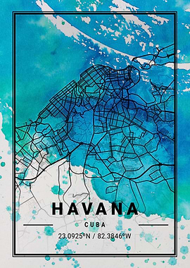 Havana City Map Cuba