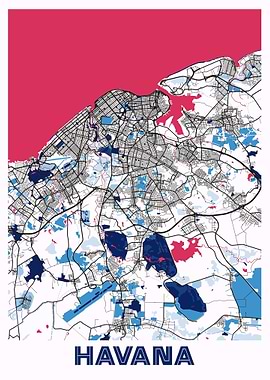 Havana City Map Cuba