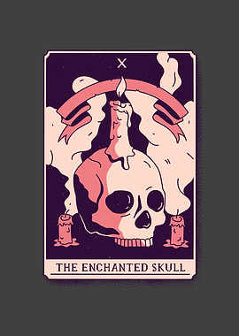 Vintage Tarot Card Skull