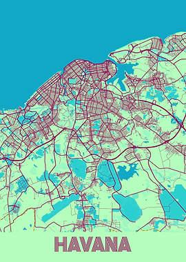 Havana City Map Cuba