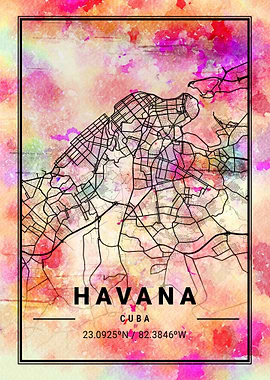 Havana City Map Cuba