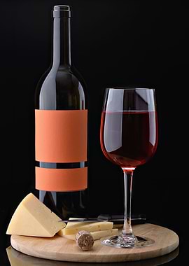 Wine and cheese serving