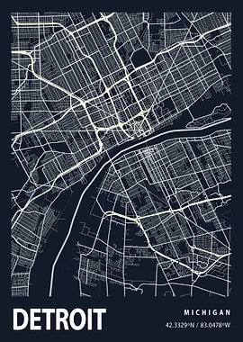 Detroit City Map USA