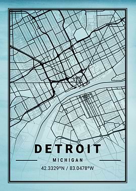 Detroit City Map USA