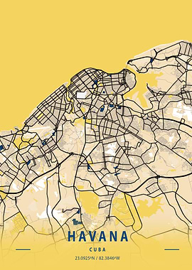 Havana City Map Cuba