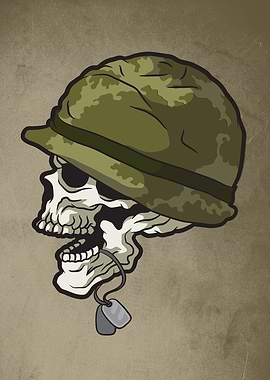 Soldier skull with helmet