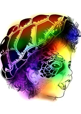 Colorful Girl Face Turtle