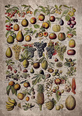 Vintage Fruits Nuts Art