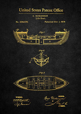 21 Life Boat Patent Print