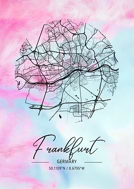 Frankfurt City Map Germany