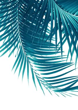 Palm Leaves Teal Blue Vibe