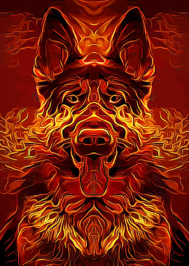 German Shepherd Burning