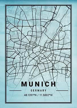 Munich City Map Germany