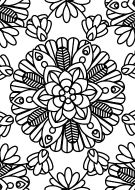 BW Floral Mandala Patt 19