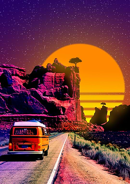 Driving under sunset cliff