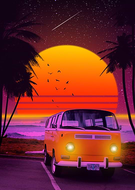 vintage car on the beach