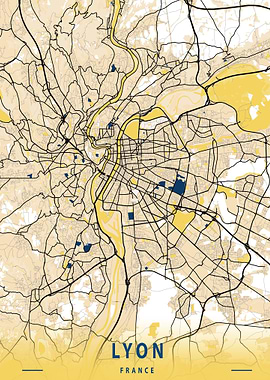 Lyon France City Map