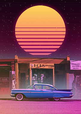 synthwave retro car