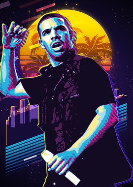 drake poster retro 80s
