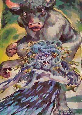 Minotaur and Medusa Gorgon